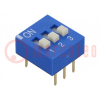 Schakelaar: DIP-SWITCH; Aantal secties: 3; ON-OFF; 0,025A/24VDC