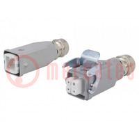 Connector: HDC; male + female; C146; PIN: 4; 3+PE; size A3; straight