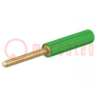 Adapter; 2mm banana; green; gold-plated; 36.5mm; plug-in; Medical