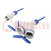 Extension lead; 3x2.5mm2; Sockets: 3; PUR; blue; 10m; 16A; EXTREM