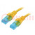 Patch cord; U/UTP; 5e; filo cordato; CCA; PVC; giallo; 0,25m; 26AWG