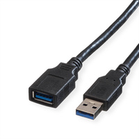 ROLINE USB 3.2 Gen 1 Cable, A - A, M/F, black, 0.8 m