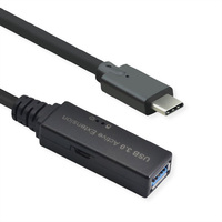 ROLINE USB 3.2 Gen 1 Actieve Repeater kabel, Type A - C, zwart, 20 m