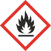 GHS-Gefahrensymbol 02 Flamme, 2,6 x 2,6 cm, 500 Stk/Rolle, selbstklebende PE-Fol