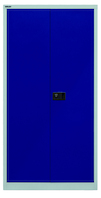 Bisley Flügeltürenschrank Universal, 3 Fachböden, 4 OH, Korpus lichtgrau, Türen oxfordblau