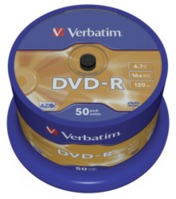 1x50 Verbatim DVD-R 4,7GB 16x Speed, Mat zilver