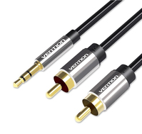 Vention BCFBF audio kábel 1 M 3.5mm 2 x RCA Alumínium, Fekete