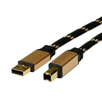 ROLINE 11.02.8802 cable USB 1,8 m USB 2.0 USB A USB B Negro, Oro
