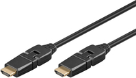 Goobay High-Speed-HDMI, Typ A Stecker > A Stecker, 360 drehbar, mit Ethernet, 2 m, schwarz, 4K @ 30 Hz, vergoldet