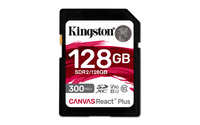 Kingston Technology 128GB Canvas React Plus SDHC UHS-II 300R/260W U3 V90 voor Full HD/4K/8K