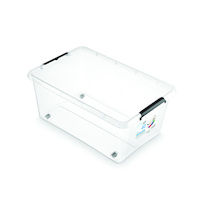 Pojemnik do przechowywania MOXOM SimpleStore Box, 40l, z klipsem, na kółkach, transparentny