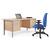 Maestro 25 straight desk 1600mm x 800mm with two x 3 drawer pedestals - silver H-frame leg, beech top