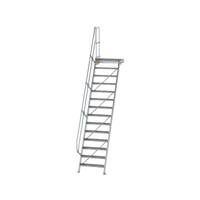 Treppe mit Plattform 60° Stufenbreite 800 mm, 14 Stufen, Aluminium geriffelt