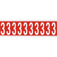 Identical numbers and letters on one card for indoor use 22.00 mm x 57.00 mm CNL2R 3, Red, White, Rectangle, Removable, White on red,Self Adhesive Labels
