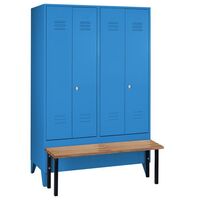 Clothes locker with bench mounted in front