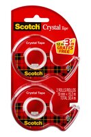 Scotch® Crystal Klebeband, 19 mm x 12 m, 2 Rollen auf Abrollern + 3.2 m GRATIS