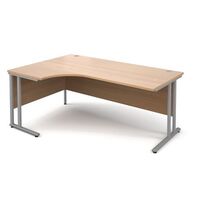 Traditional ergonomic desks - delivered and installed - silver frame, beech top, left hand, 1800mm