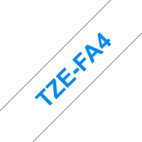 Brother TZeFA4 Ruban Textile COMPATIBLE de Etiquetas - Texte bleu sur fond blanc - Largeur 18mm x 3 mètres