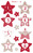 Weihnachtssticker, Papier, Sternzahlen 1-24, rot, grau, weiß, 72 Aufkleber