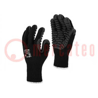 Gants de protection; Dimension: 10; noir; gomme,polyester