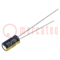 Condensateur: électrolytique; low ESR; THT; 22uF; 10VDC; Ø4x7mm
