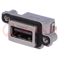 Connector: USB A; socket; MUSB; for panel mounting,screw; THT