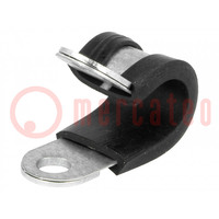 Fixing clamp; ØBundle : 10mm; W: 12mm; steel; Ømount.hole: 5.3mm