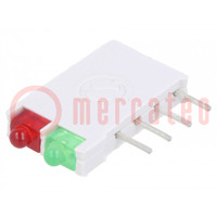 LED; in housing; red/green; 1.8mm; No.of diodes: 2; 10mA; 38°