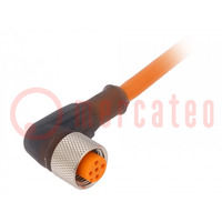 Connection lead; M12; PIN: 5; angled; 5m; plug; 60VAC; 4A; -25÷80°C