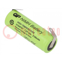 Re-battery: Ni-MH; A,LR23; 1.2V; 2100mAh; soldering lugs; Ø17x50mm