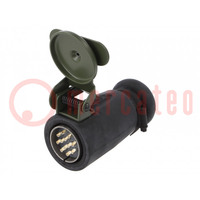 Plug; circular; male; PIN: 12; with hinged cover; for cable; olive