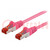 Patch cord; S/FTP; 6; sodrat; CCA; PVC; rózsaszín; 0,5m; 27AWG
