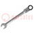 Wrench; combination spanner,with ratchet,with joint; 19mm