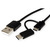 ROLINE Kabel USB Micro B + Typ C M/M to USB2.0 A M, OTG, zwart, 1 m