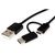ROLINE USB 2.0 Sync- & Ladekabel Typ A - Typ C / Micro B, schwarz, 1 m