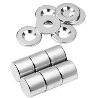 Produktbild zu vasalat Magnet rund mit Metallscheibe loch, Scheibenmagnet 12mm Neodym 12-teilig