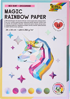 FOLIA 12049 - BLOC MAGIC RAINBOW PAPER, 12 HOJAS DE PAPEL IRIDISCENTE 24 X 34 CM, 120 Y 250 G/M².