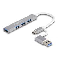 Delock 4 Port Slim USB Hub mit USB Type-C USB 2.0 Typ-A Bu