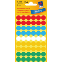 Avery 3088 öntapadós címke Kör alakú Kék, Zöld, Vörös, Fehér, Sárga 270 dB
