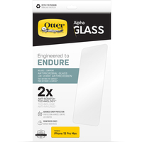 OtterBox Protector de Pantalla de Cristal Templado Alpha Glass para iPhone 13 Pro Max, Protección contra arañazos x2, Antimicrobiano