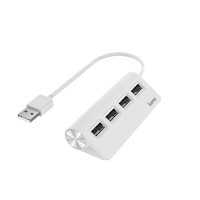 Hama | USB HUB con 4 Puertos (Concentrador USB con rápida Transferencia de Datos, Adaptador multipuertos USB. 4 en 1), Color Blanco