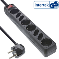 InLine Socket strip, 8-way, 4x CEE7/3 + 4x Euro CEE 7/16, black, 1.5m