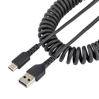 StarTech.com 1m USB A auf USB C Kabel, hochbelastbares Spiralkabel für Laden & Synchronisieren, USB 2.0 A zu Typ-C Ladekabel, robuste Aramidfaser, handy schnellladekabel mit EMI...