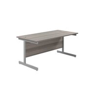 Jemini Rectangular Desk 1800x800mm Grey Oak/Silver KF846031