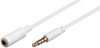 Audio-Verlängerungskabel AUX, 4-pol. 3,5 mm slim, CU, 0.5 m, Weiß - Klinke 3,5 mm St. (4-Pin, stereo