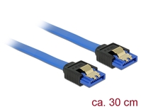 Kabel SATA 6 Gb/s Buchse gerade an SATA Buchse gerade, mit Goldclips, blau, 0,3m, Delock® [84978]