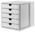 Schubladenbox SYSTEMBOX, DIN A4 und größer, 5 geschlossene Schubladen, lichtgrau