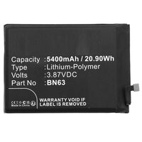 Battery 20.90Wh 3.87V 5400mAh for Redmi Mobile Mobiltelefon-alkatrészek