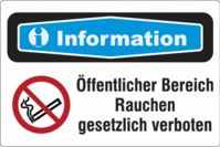 Focusschild - Rauchen verboten, Schwarz/Blau, 15 x 25 cm, Aluminium, Weiß, Rot