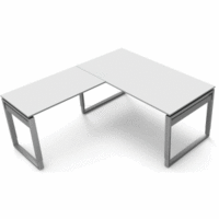 Schreibtisch Form5 160 Bügel-Gestell 160x80x68-82cm / Anbau 100x60cm lichtgrau